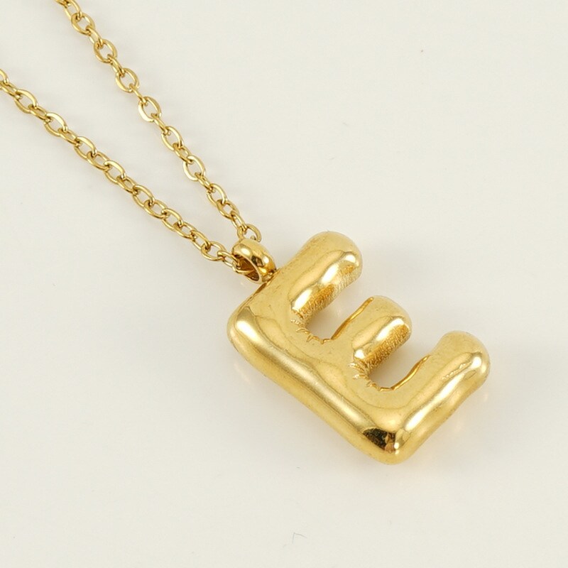 Gold color / 1 Piece Simple Series Simple Letter E Stainless Steel 18K Gold Plated Women's Pendant Necklaces Picture5